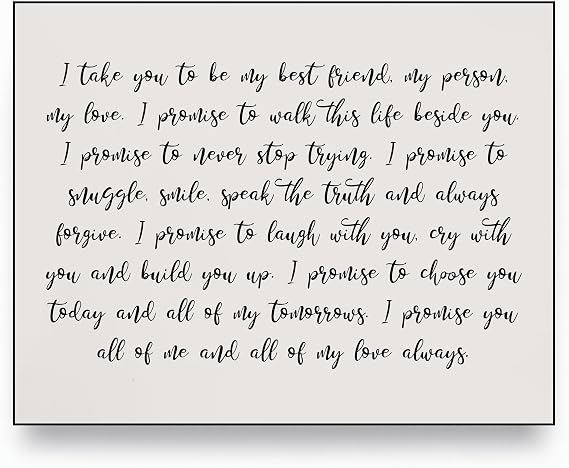 I Take You to Be My Best Friend Love Quote Wall Art Print Inspirational Wedding Vows Wall Decor for Couples, Bedroom, and Home Romantic Gift for Newlyweds & Anniversaries (Unframed, 14x11 Inches)