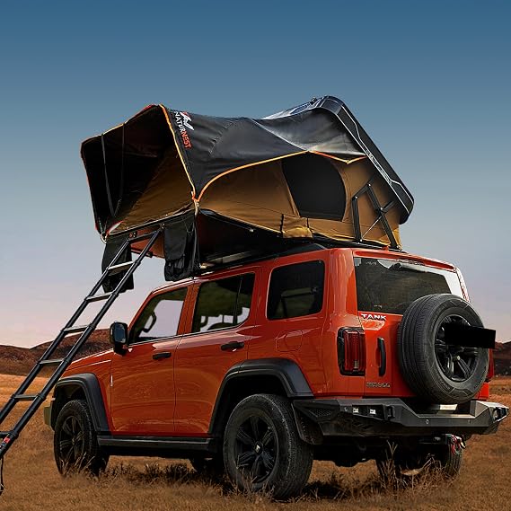 BAMACAR Naturnest Rooftop Tent Hardshell 2-4 Person 4 Season Natur Nest Roof Top Tent Hard Shell Car Top Camping Roof Rack Tents for Jeep SUV Truck Van, Overland Rooftop Tents Sirius 2 for Car Travel