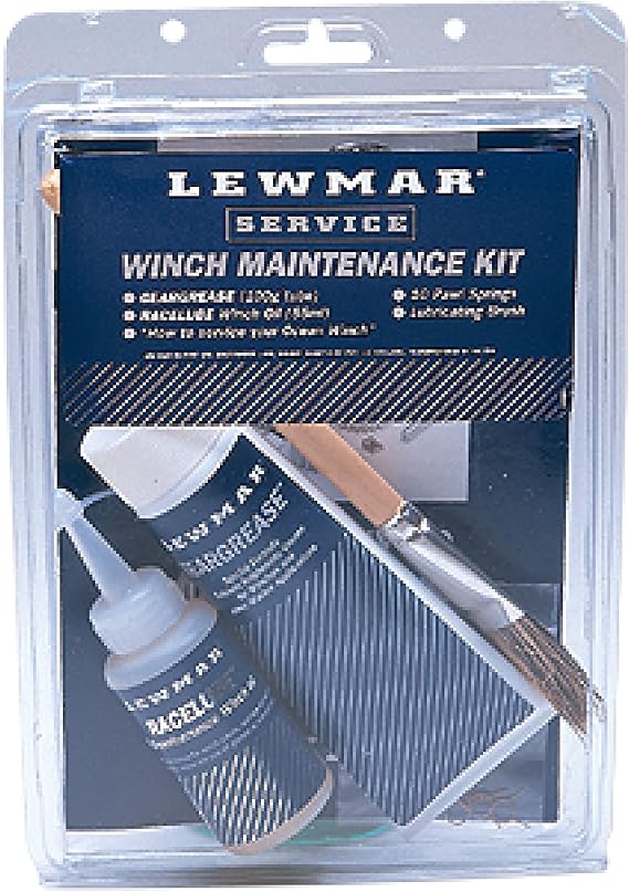 Lewmar Winch Maintenance Kit for Basic Winch Maintenance for Your Sailboat, for Winch Sizes 6"- 48", Includes 10 Pawl Springs, Gear Grease (100 g), Race lube (55 ml), Lubrication Brush