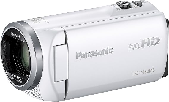 Panasonic HC-V480MS-W HD Camcorder, V480MS, 32GB, High Magnification 90x Zoom, White