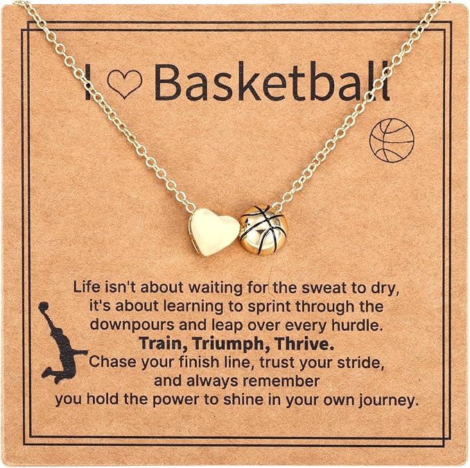 Mikovivi Sports Necklace for Women, Adjustable Gold Heart Pendant Necklace for Sports Lovers Fans Teams Jewelry Gift