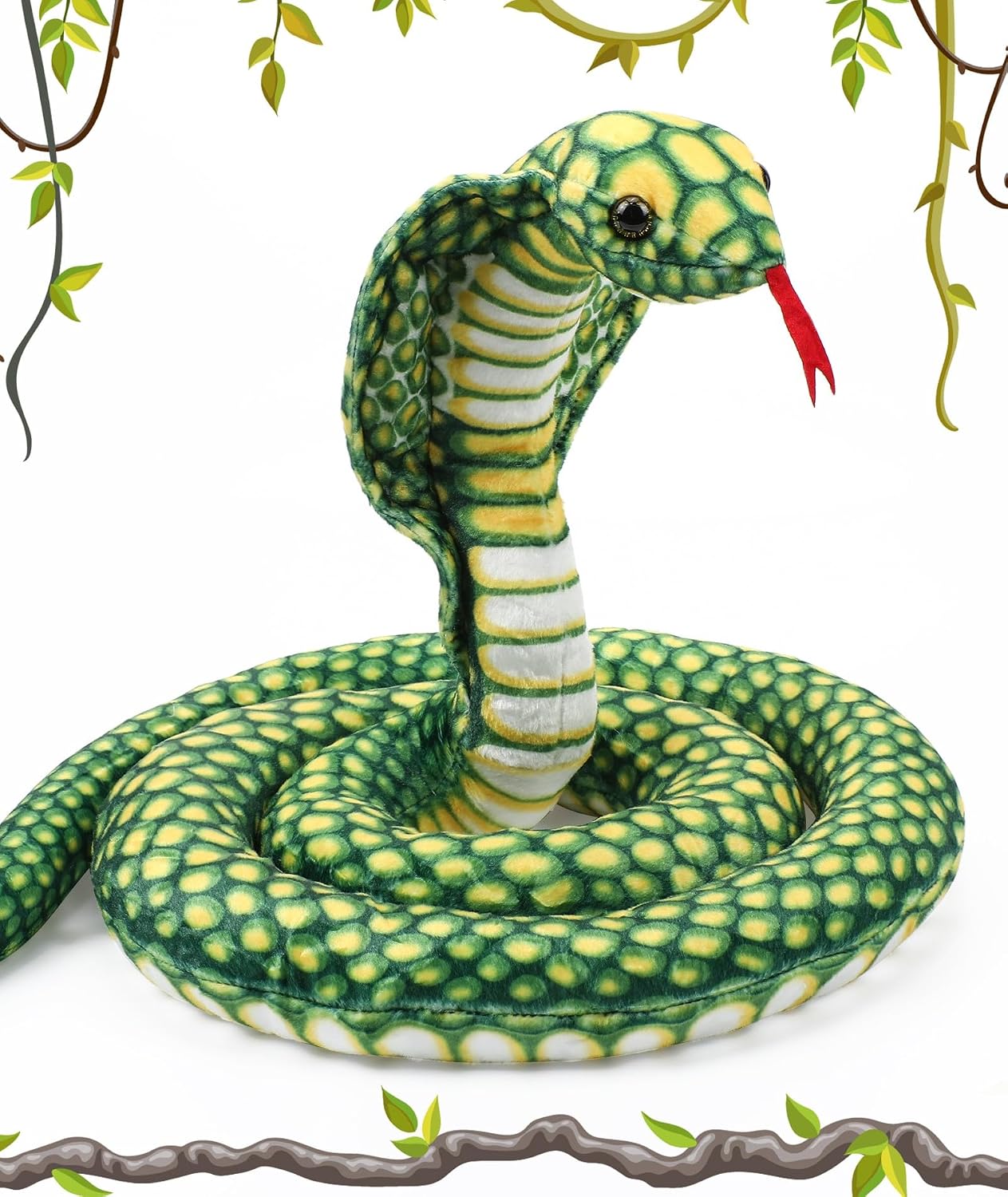 King Cobra Stuffed Animal Snake - 67 Inch Giant Snake Plush Toy Realistic Lifelike Dry Bones Plush, Gifts for Birthday Halloween Party Prank Props