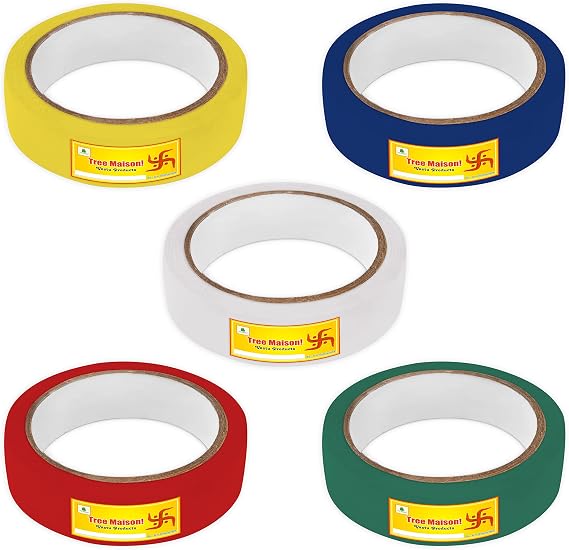 Vastu Combo of 5 Color Tape | Size - 1 Inch (24 mm) Approx | Length- 20 Meter (Approx) | Vastu Tape Remedy for Toilet | Vastu Tape for Main Door Entrance | Pack of 5