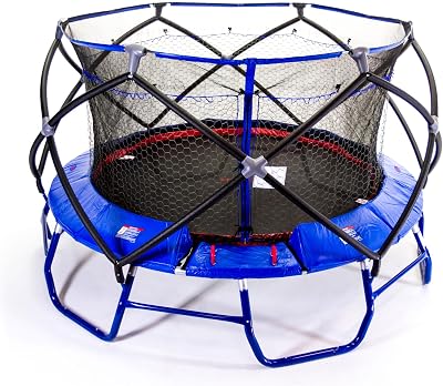 Monxter Titan XT8 Outdoor Kids Trampoline with Safety Enclosure Net and Foam Pad, 15FT Round - Blue