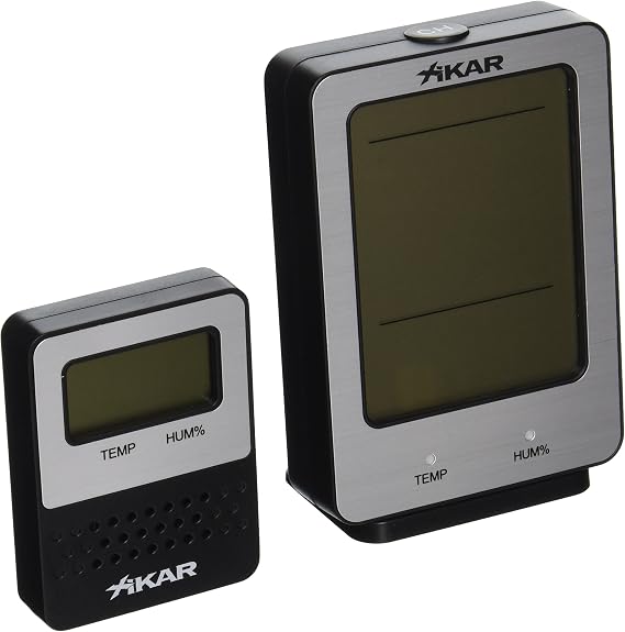 Xikar PuroTemp Hygrometer System, Humidor Temperature and Relative Humidity Display, Monitors Up to 3 Humidors