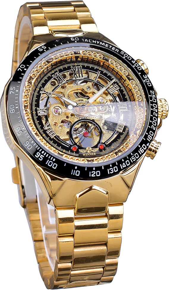 Forsining Bezel Golden Watch Mechanical Sport Design Mens Watches Luxury Designer Clock Men Automatic Skeleton Watch