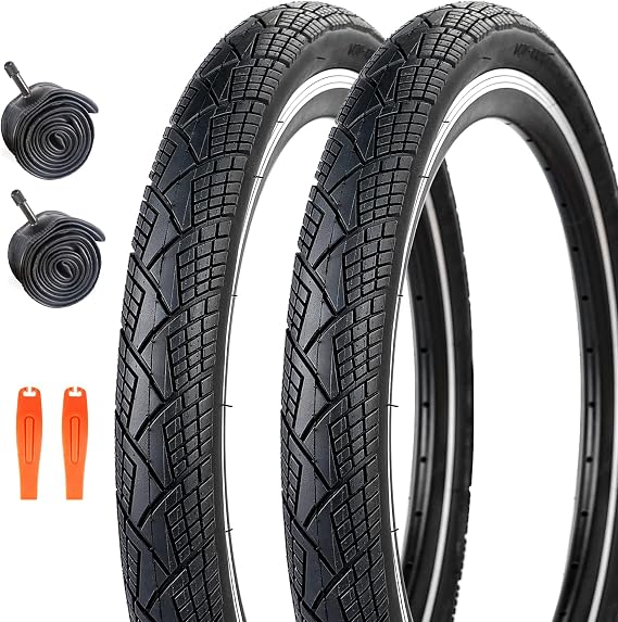 2 Pack 20/24/26x1.75 Cruiser Bike Tires, 20/24/26" Road Bike Tires with Schrader Valve Compatible with 20/24/26 x 1.50/1.75"/1.90"/1.95" Mountain/Tricycles/Wheelchair/Off-Road Bike Low Resistance