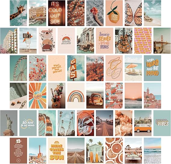 PROCIDA Wall Collage Kit for Teen Girls, Cute Aesthetic Room Decor, Boho Pictures Posters Aesthetic Wall Decor for Teen Girls Room 50 Set 4x6 Inch