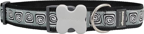 Red Dingo Hypno Black Dog Collar, Medium/Large/20mm