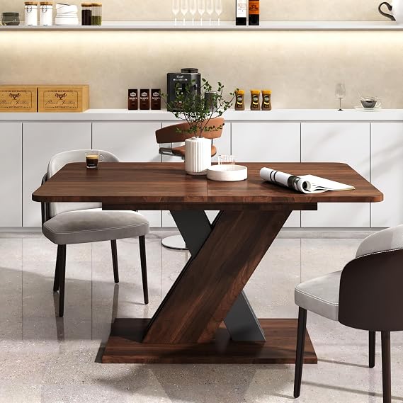 Extendable Dining Table, Expandable Kitchen Table for 2-6 People with Space-Saving Design, Modern Adjustable Wooden Furniture for Dining Room & Small Spaces