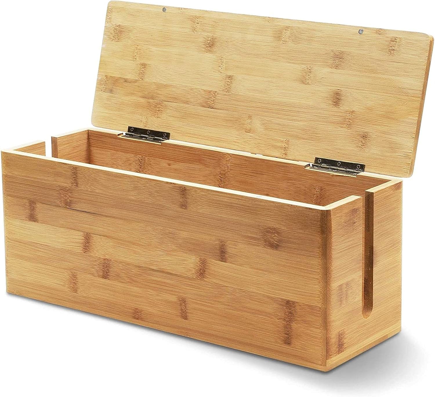 Bamboo Cable Management Box Large, Covers and Hides Cords 15.75 x 5.5 x 6.5 in