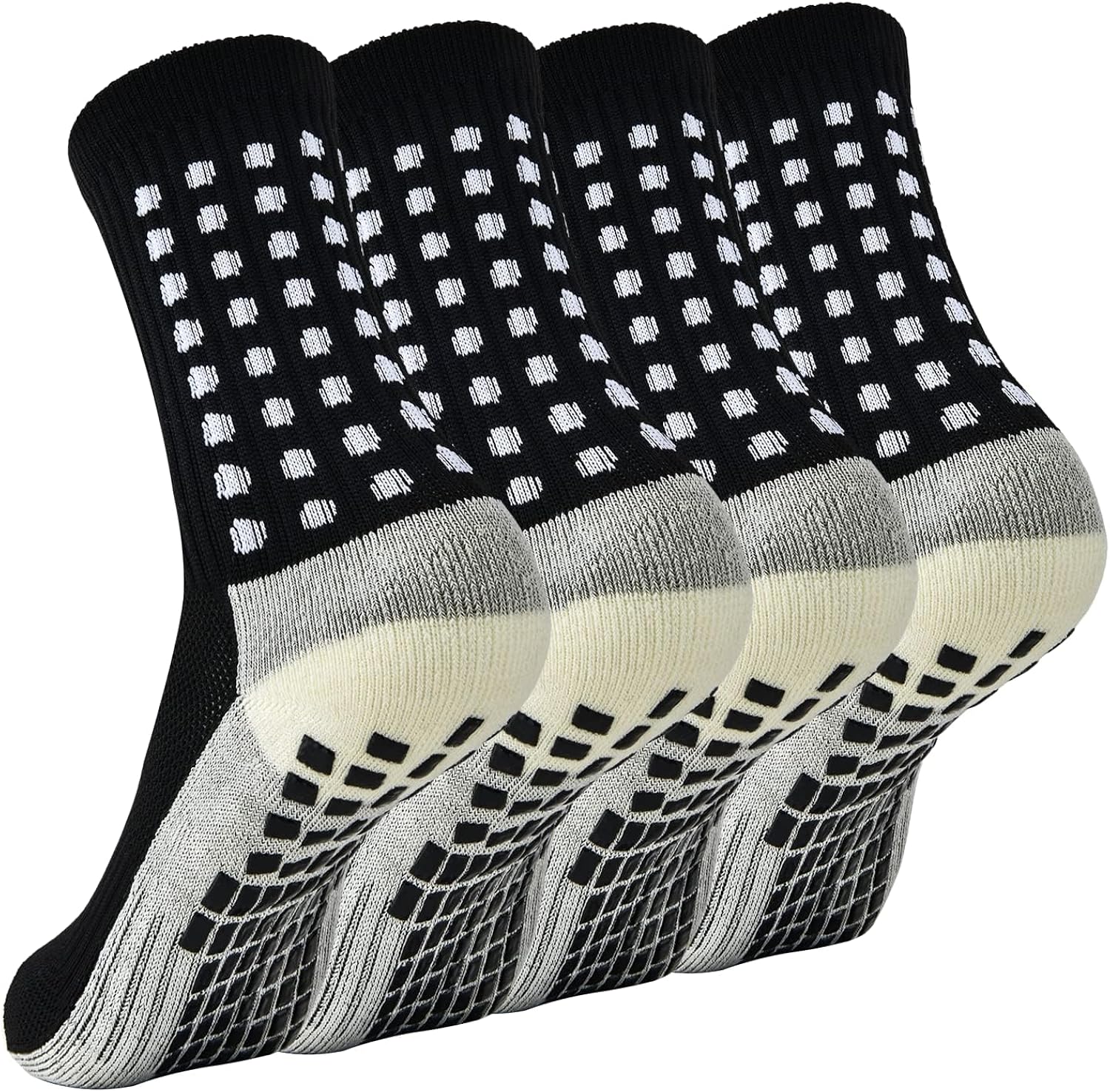 cheap4uk Grip Socks Football, 2 Pairs Running Socks Trainer Socks for Men Women Kids with Rubber Dots Non Slip Football Grip Socks for Football Basketball Hiking Running Hockey