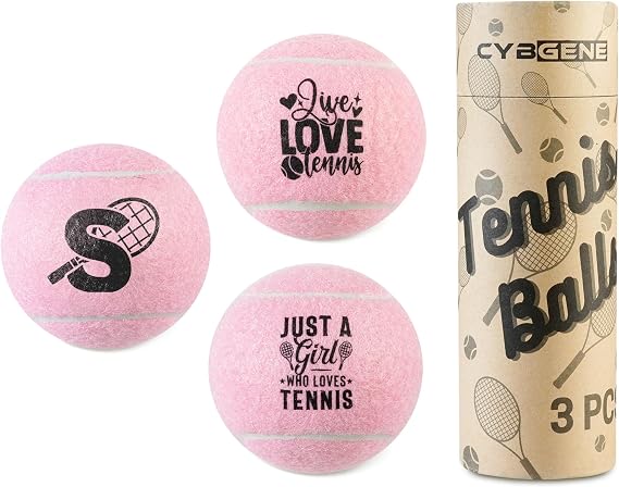 Tennis Gifts, Personalized Tennis Ball, Set of 3 Unique Tennis Balls with Gift Package, Perfect for Tennis Teammate, Partners - PNK PA
