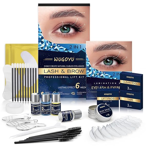 Lash Lift Kit, Eyebrow Lamination Kit, Eyelash Perm Kit, Professional Eyelash & Brow 2 in 1 Perm Kit, 2026 Eyelash Lift Kit Glue Upgraded Version Lasting Effect 6 Weeks, Suitable for Salon & Home Use