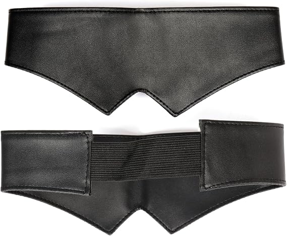 DAZCOS Anime Cosplay Blindfold Eyepatch Black PU Leather Eye Mask Costume Accessories