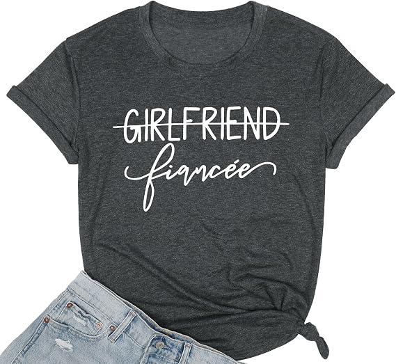 Girlfriend Fiancee Shirt Women Cute Engagement T-Shirt from Miss to Mrs Gift for Bride Honeymoon Vacation Announcement Top