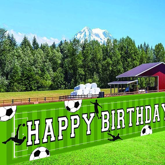 Large Soccer Party Party Banner Decoration - Soccer Sport Birthday Party Supplies Photo Booth Prop Wall Decorations for Indoor/Outdoor(8.2 1.5ft)