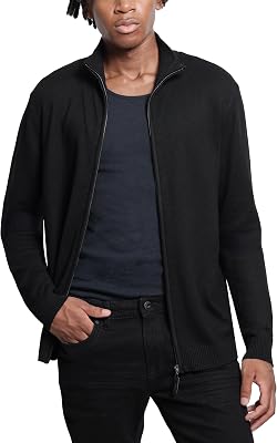X RAY Mens Full Zip Mock Neck Sweater, Zip Up Sweater for Men Fall, Slim Fit Knit Jacket
