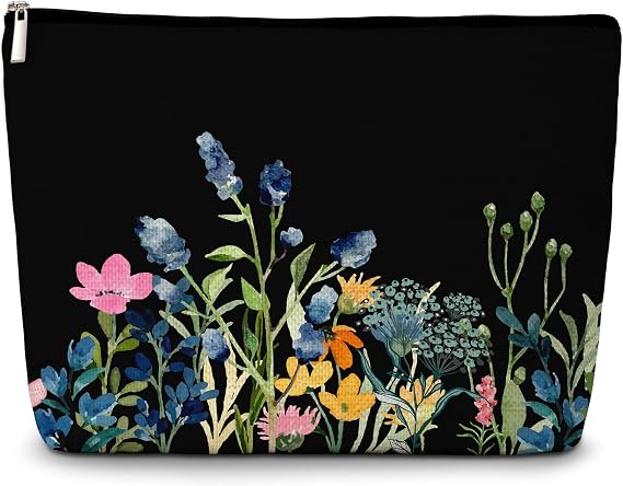 GREOXG Floral Makeup Bag, Small Travel Cosmetic Bag with Zipper, Cute Makeup Pouch Gift Ideas for Women Teen Girls Friends Mom Sisters Teacher Birthday Christmas Wedding Graduation-E27