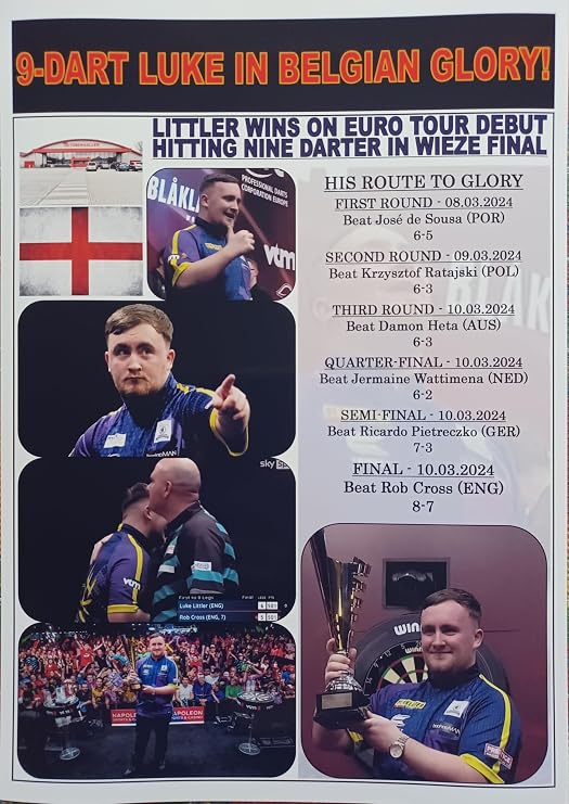 Assorted Luke Littler 2024 Belgian Darts Open Champion - souvenir print