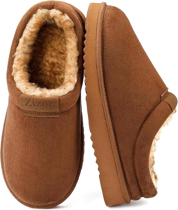 Zigzagger Men's Warm Fuzzy Slippers, Non-Slip
