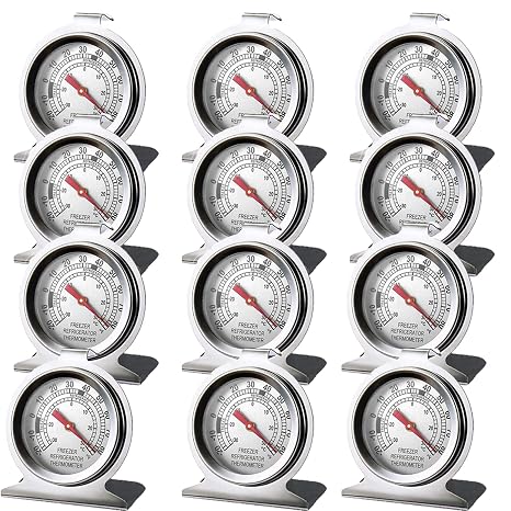 Stainless Steel Refrigerator Freezer Thermometer Large Dial Thermometer (12 Pack)