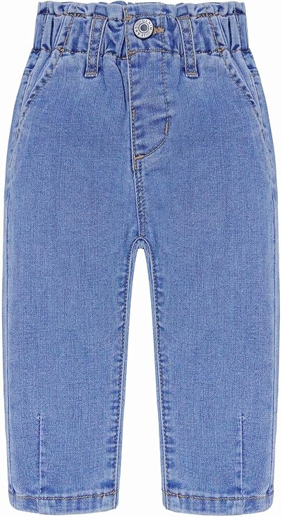 KIDSCOOL Baby Denim Jeans Unisex Toddler Elastic Waist Ripped Pants | Toddler boys girls denim jeans, unisex infant baby elastic waist pants, casual straight leg trousers, size 9m to 5t clothes