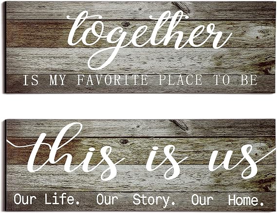 Jetec 2 Pcs This Is Us Wall Decor Wooden Signs Home,Antique Grey