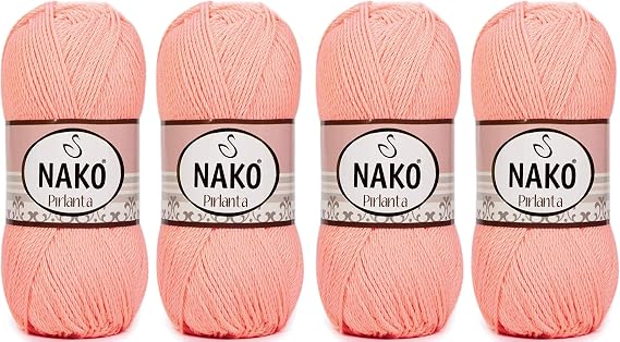 NAKO PIRLANTA Amigurumi Knitting Crochet Turkish Yarn - 100% Micro Acrylic - Lot of 4 skeins 400 gr 984 yds (3148 - Salmon)