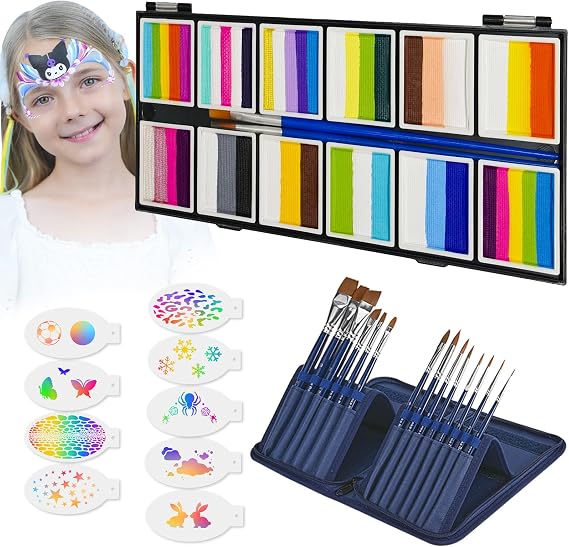 Anka Bella Professional Face Painting Kit for Kids and Adults with tutorial