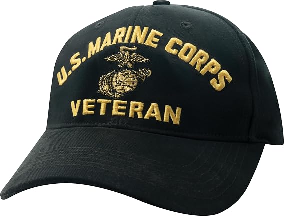 Rothco U.S. Marine Corps Veteran Hat - Durable and Comfortable USMC Cap Black