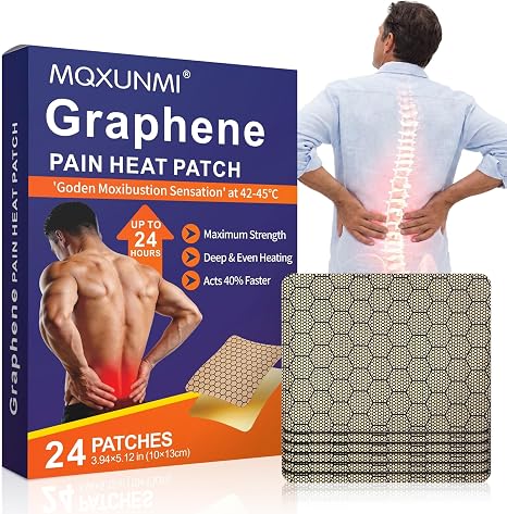 24Pcs Graphen Wärmepflaster Schmerzlinderung Pflaster für Rücken Nacken Schultern Knie Patch langanhaltende Wärme tägliche Wärmeanwendung für Körperpflege Entzündungsreduzierung