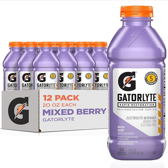 Gatorlyte Fast Rehydration Electrolyte Drink, Mixed Fruit, 20 Ounce Bottles (Pack of 12)