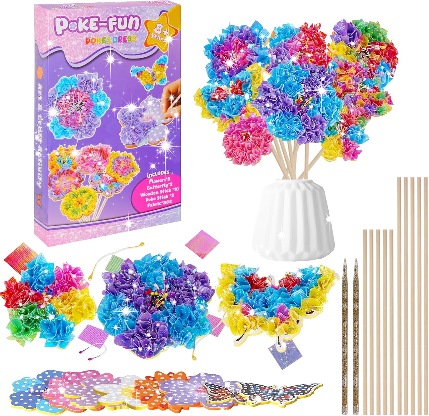 Craft Set Children from 4-5-6 Years Craft Girls 7 8 9 10 Years Girls Gift Creative Set for Children Children's Birthday Flowers Craft Case Flowers Craft Case Bouquet with Sequins Creative