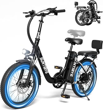 SE1 Foldable Electric Bike for Adults 1500W Peak Motor, 48V 15AH 720WH Battery, 20"x3" Fat Tire Ebike 28mph 7 Speed Gears Commuter Electric Bicycle E-Bike