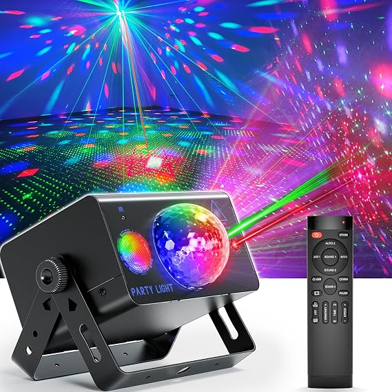 Party Lights Dj Disco Light Disco Ball Light LED Stage Strobe Lights Projector Sound Activated with Remote Control for Parties Club Bar Holiday Christmas Dance Gift Birthday Xmas Home Decor