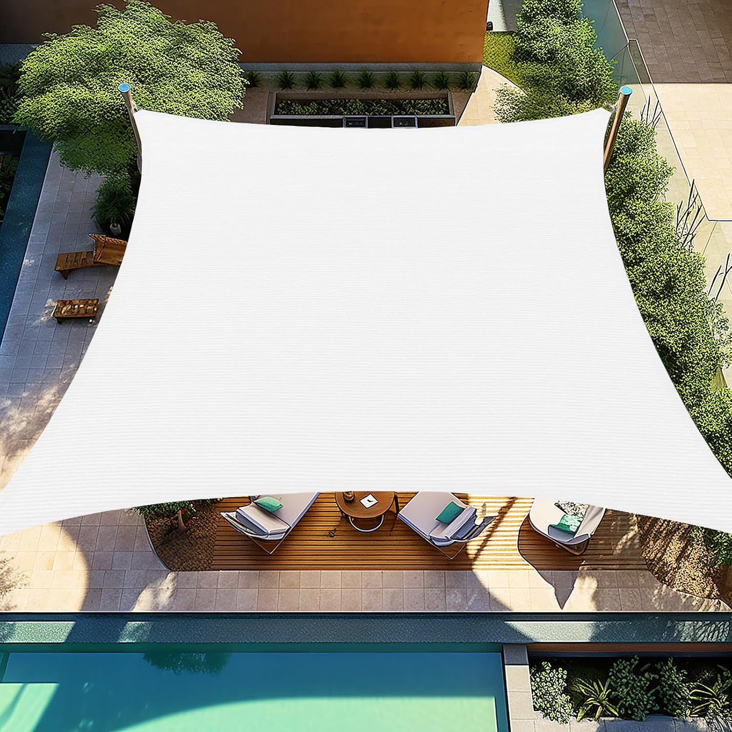 Shade&Beyond Custom 08x10 Sun Shade Sail Canopy Rectangle UV Block Breathable Curved Sunshade for Backyard Yard Deck Outdoor Facility and Activities, White We Make Custom Size