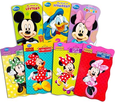 Disney Books for Toddlers - 7 Disney Board Books with Mickey & Minnie Mouse, Donald Duck, and More | My First Stories Library Bundle for Kids