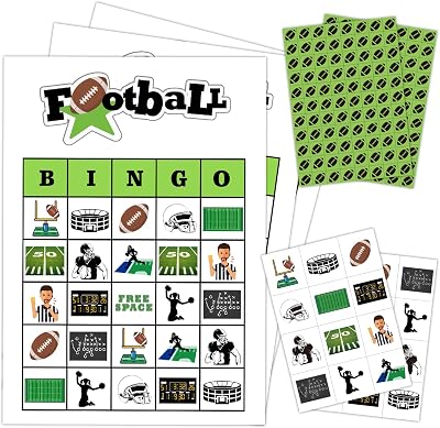 Football Party Bingo Game Cards24 Players, Sport Themed Bingo Card for Family Friend Adult, Large Group Holiday Party Activity Favor Decoration Supplies -009