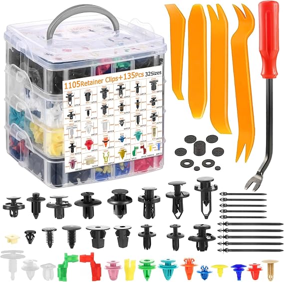 Uolor 1240PCS Car Bumper Retainer Clips Plastic Rivets Fasteners Tailgate Handle Rod Clip Door Trim Panel Fender Clips Auto Push Pin Rivets Set