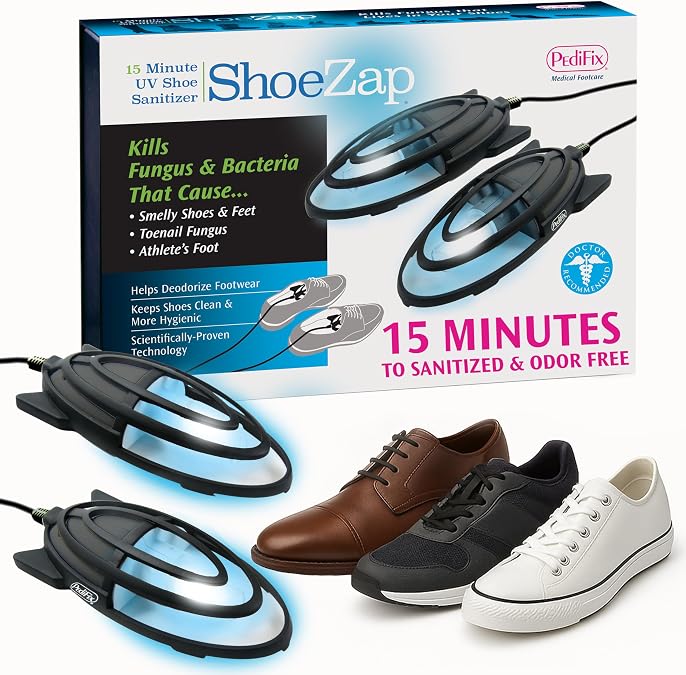 PediFix ShoeZap UV Shoe Sanitizer for Shoes, 15 Minute Cycle