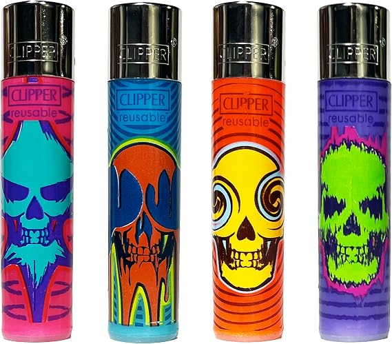 Clippers Reusable Lighters - 4 Natural Skulls