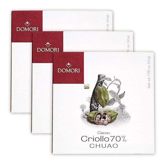 Domori Chuao 70% Dark Chocolate 3 Pack - Italian Chocolate - Bean-to-Bar, Direct Sourced - Gluten-Free, Vegan - Bundle