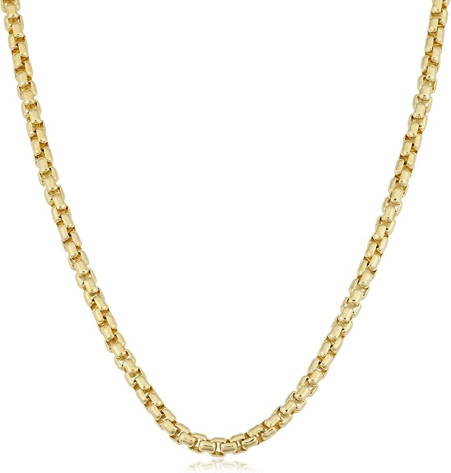 Kooljewelry 14k Yellow Gold 2.5 mm Round Box Chain Necklace
