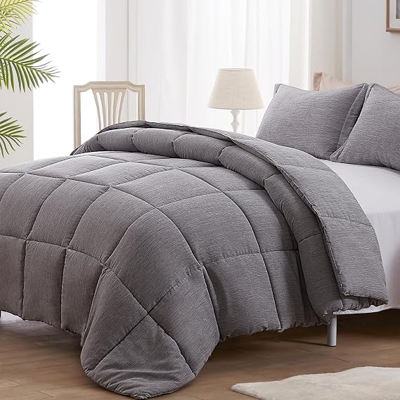 Queen Comforter Set with Sheets,Grey Bed in a Bag Queen Size Bedding Sets