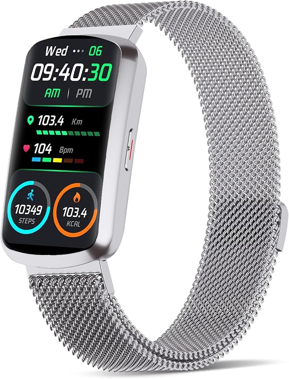Health Fitness Tracker with 24/7 Heart Rate, Smart Watch with Blood Pressure and Blood Oxy-gen Monitor, Bulit-in 120+ Sport Mode, Waterproof Sleep Tracker for Women Men (Silver)
