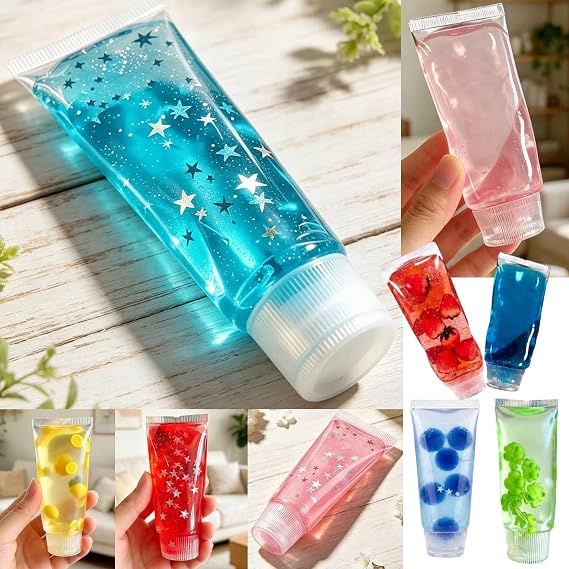 Toothpaste Squishy Transparent Toothpaste Tube Squeeze Glitter Squishies, Toothpaste Squeezable Jam Squishy for Sensory Tool for Adults Office Home Desk (A3, 12cm)