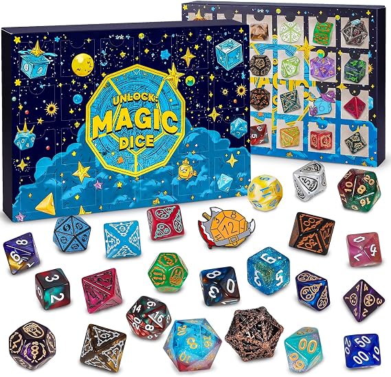 QMAY Mystery Dice, 24 PCS Polyhedral Dice for D&D Gifts