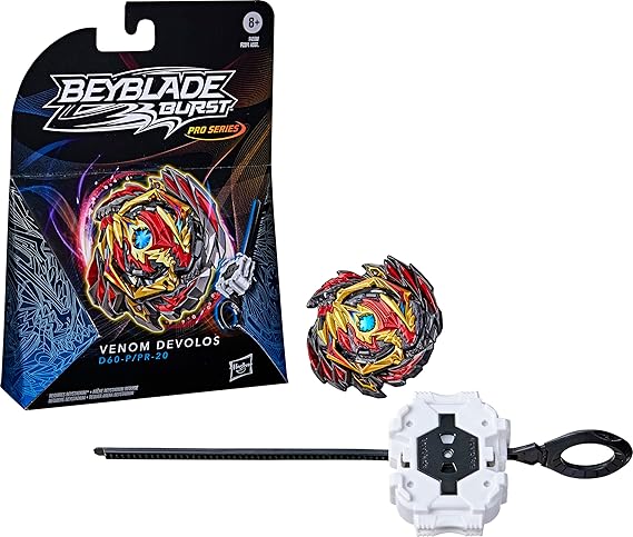 BEYBLADE Burst Pro Series Venom Devolos Spinning Top Starter Pack - Attack Type Battling Game Top with Launcher Toy