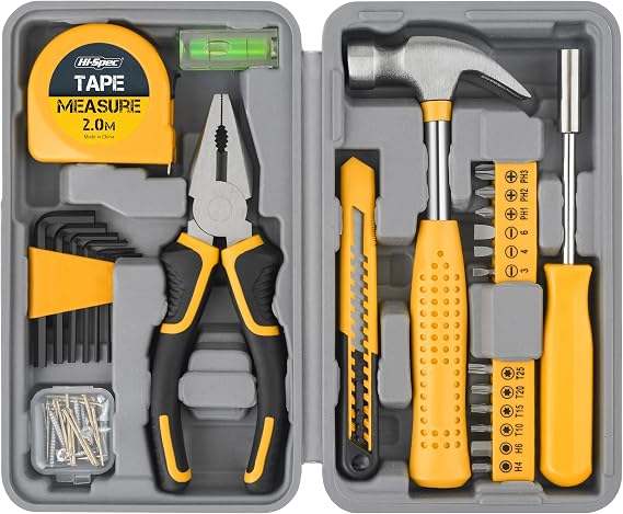 Hi-Spec Small Tool Kit Compact Set for Home and Office DIY, Yellow